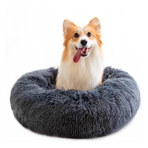 Blød og beroligende donut hundeseng (sort, beige, grå, koks eller pink)